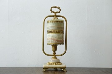 中古　イタリア製　ゴールド色の装飾が優美なオニキス製テーブルスタンド　(R-085868)
