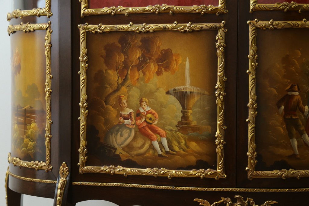 中古　美品　スペイン　MARINER(マリネール)　絵画装飾が華やかなキュリオケース　定価約80万円　(R-085869)