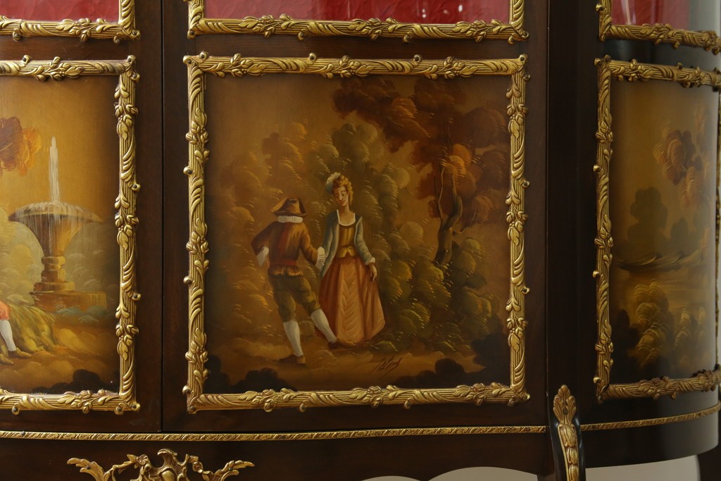 中古　美品　スペイン　MARINER(マリネール)　絵画装飾が華やかなキュリオケース　定価約80万円　(R-085869)