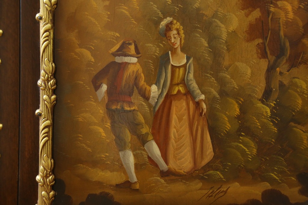 中古　美品　スペイン　MARINER(マリネール)　絵画装飾が華やかなキュリオケース　定価約80万円　(R-085869)