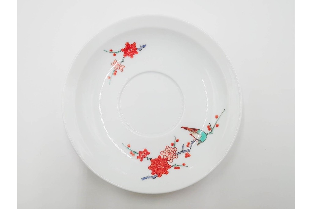 十四代 酒井田柿右衛門　染錦　梅鳥文の珈琲碗2客セット　共箱付き　(R-085871)