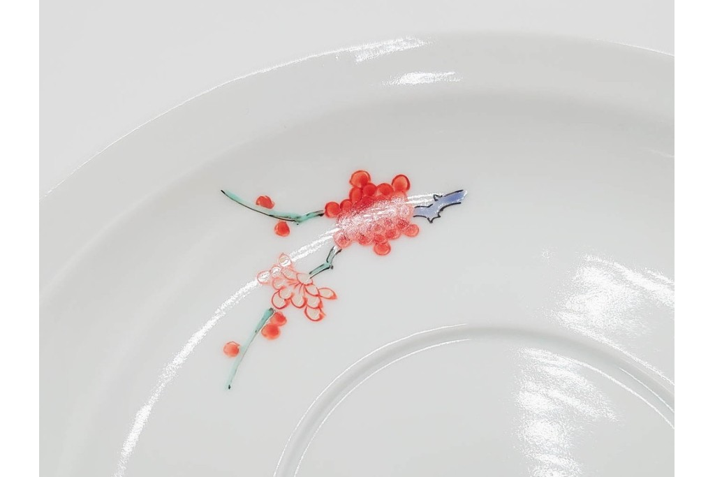 十四代 酒井田柿右衛門　染錦　梅鳥文の珈琲碗2客セット　共箱付き　(R-085871)