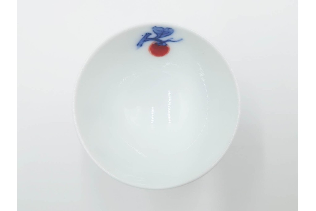 十四代 酒井田柿右衛門　染錦　柿文の入った徳利・盃の酒器セット　共箱付き　(R-085872)