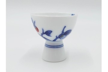 十四代 酒井田柿右衛門　染錦　柿文の入った徳利・盃の酒器セット　共箱付き　(R-085872)