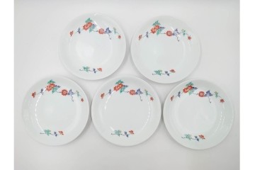 十三代 酒井田柿右衛門　約18cm　錦　牡丹文が上品な皿5枚セット　共箱付き　(R-085876)