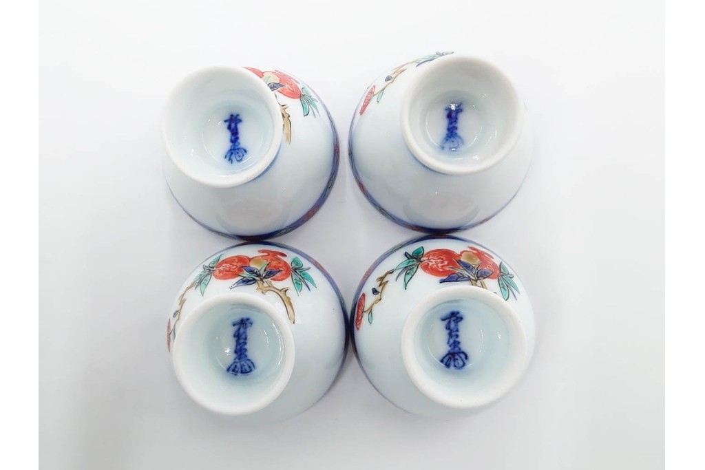 十三代 酒井田柿右衛門　染錦　花実地文が上品な酒器セット　共箱付き　(R-085877)