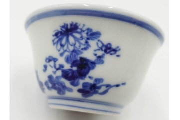 六代 高橋道八(華中亭道八)製　京焼　華青菊図・漢詩の意匠が趣深い茶鍾5客セット　共箱付き　(R-085878)