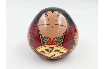 山口県特産　貞峰作　穏やかな表情が親しみ深い大内人形の雛人形2点セット　共箱付き　(R-085880)