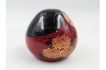 山口県特産　貞峰作　穏やかな表情が親しみ深い大内人形の雛人形2点セット　共箱付き　(R-085880)