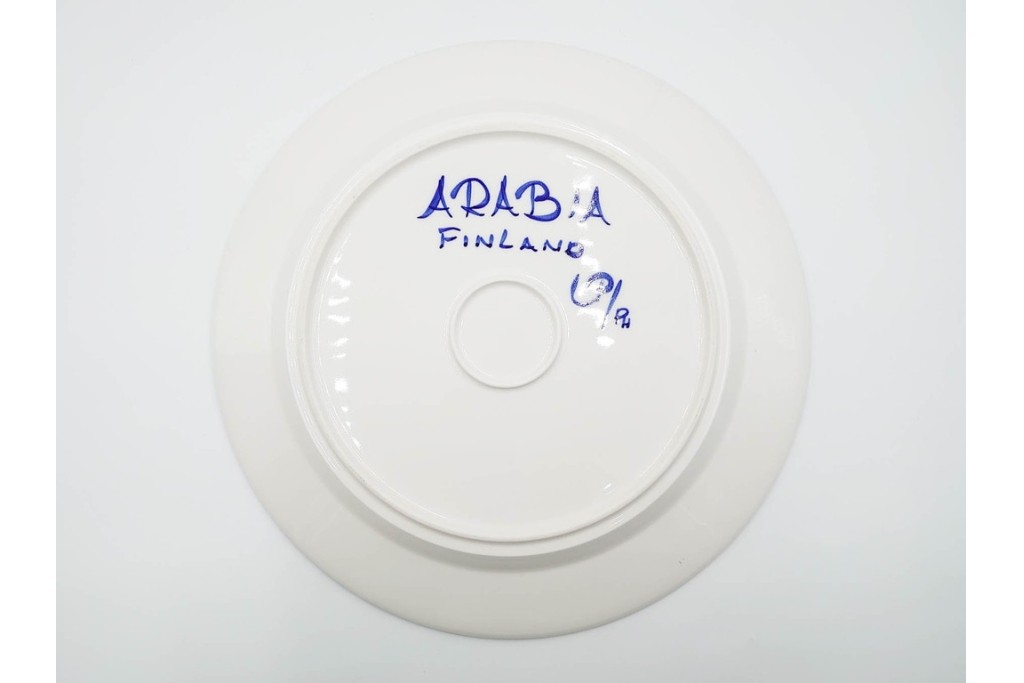 フィンランド　ARABIA(アラビア)　Valencia(バレンシア)　Ulla Procope(ウラ・プロコッペ)　約33cm　一つ一つ丁寧に絵付けされた意匠が美しいプレート　外箱付き　(R-085882)