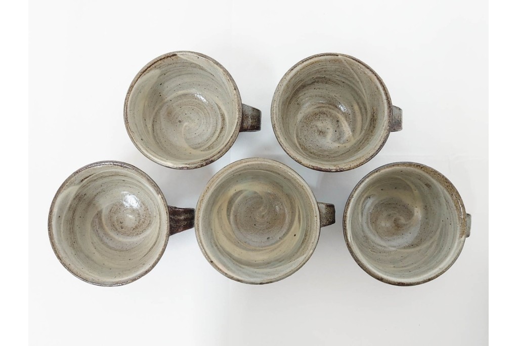 人間国宝 島岡達三　象嵌の意匠が味わい深いコーヒーセット　共箱付き　(R-085884)