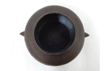 鋳師 般若勘渓(昭三)　時代写　浜風に揺れる松を表した浜松文真ノ釜　共箱付き　(R-085887)