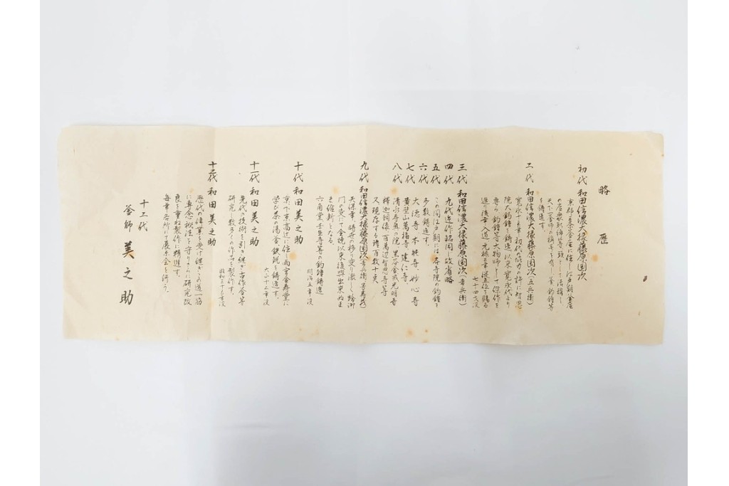 釜師 十二代 和田美之助　透かし文様が涼しげな丸釜添の唐銅鬼面風炉　共箱付き　(R-085892)