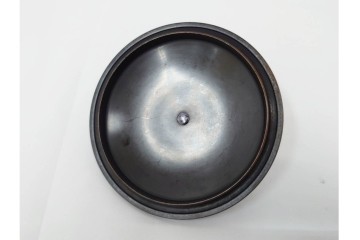 釜師 十二代 和田美之助　透かし文様が涼しげな丸釜添の唐銅鬼面風炉　共箱付き　(R-085892)