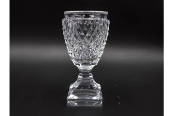 由水常雄　復刻作　繊細な霰文が輝く江戸切子のワイングラス一対　共箱付き　(R-085893)