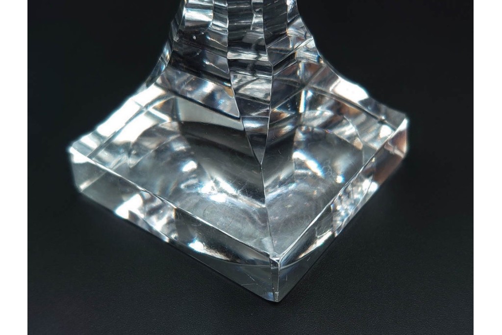 由水常雄　復刻作　繊細な霰文が輝く江戸切子のワイングラス一対　共箱付き　(R-085893)