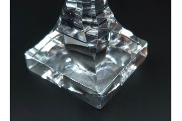 由水常雄　復刻作　繊細な霰文が輝く江戸切子のワイングラス一対　共箱付き　(R-085893)