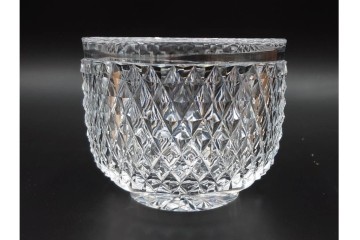 由水常雄　復刻作　霰文が美しい江戸切子の向付2客セット　共箱付き　(R-085894)