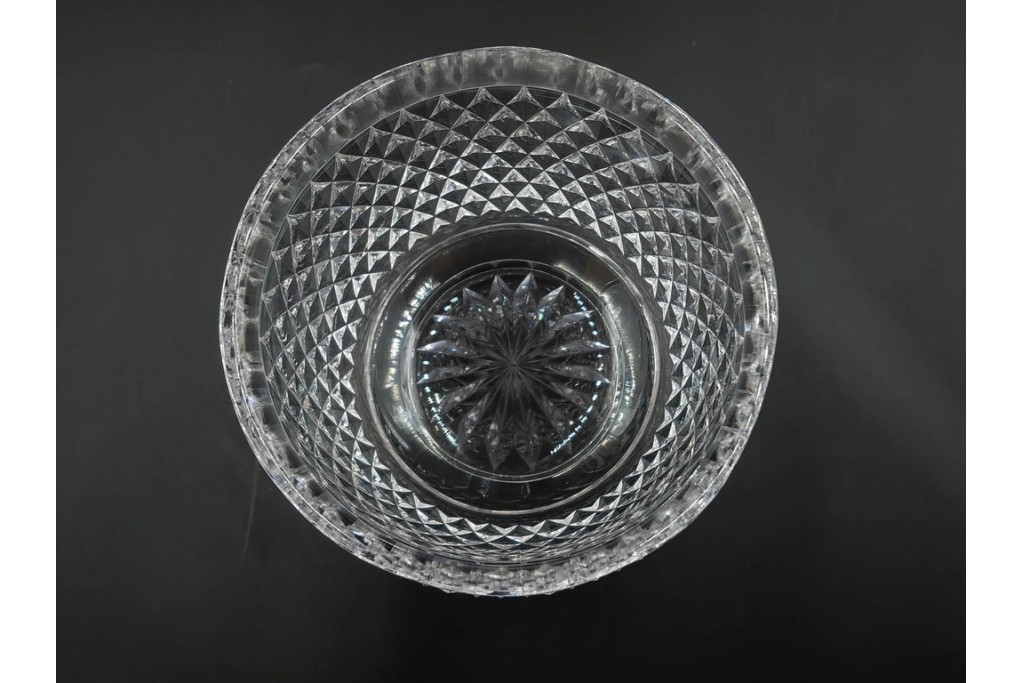 由水常雄　復刻作　霰文が美しい江戸切子の向付2客セット　共箱付き　(R-085894)