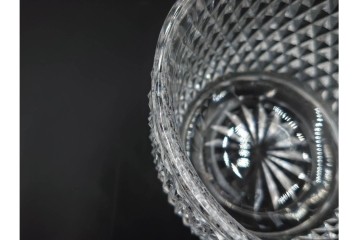 由水常雄　復刻作　霰文が美しい江戸切子の向付2客セット　共箱付き　(R-085894)