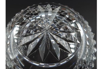 由水常雄　復刻作　霰文が美しい江戸切子の向付2客セット　共箱付き　(R-085894)