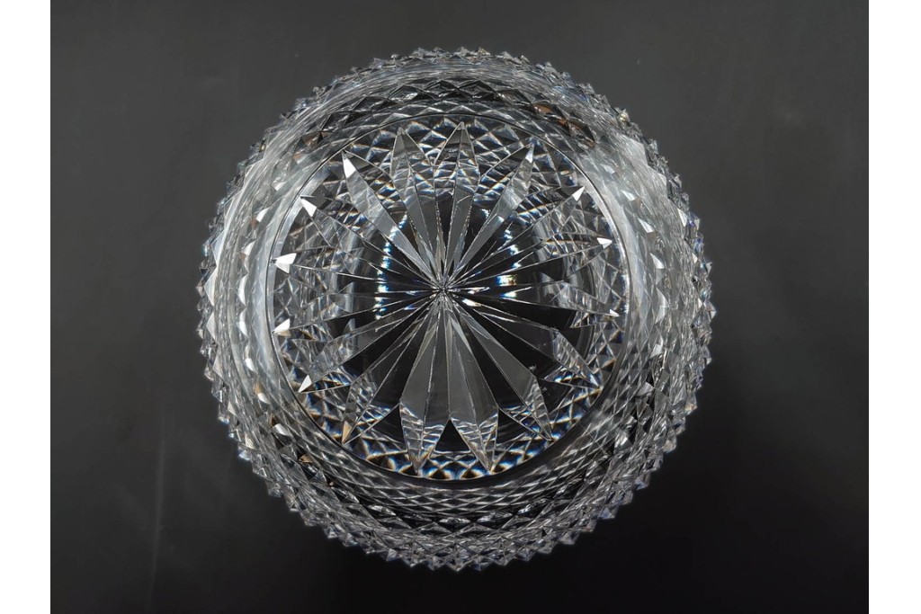 由水常雄　復刻作　霰文が美しい江戸切子の向付2客セット　共箱付き　(R-085894)