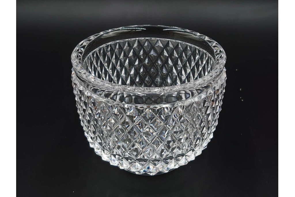 由水常雄　復刻作　霰文が美しい江戸切子の向付2客セット　共箱付き　(R-085894)