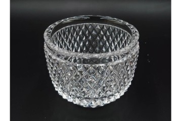 由水常雄　復刻作　霰文が美しい江戸切子の向付2客セット　共箱付き　(R-085894)