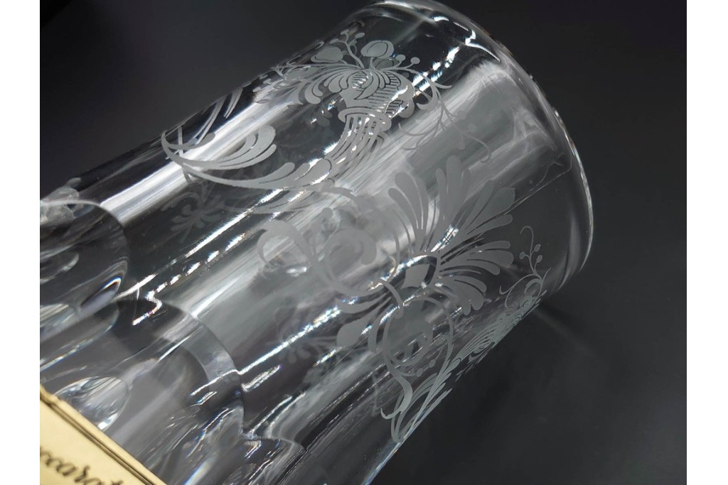 フランス　1981年　Baccarat(バカラ)　キリンビアマグコレクション　コレクターズグラス　鳳凰と草花のデザインが優美なビアマグ　 外箱・ネーム付き　(R-085895)