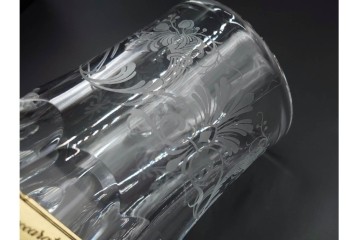 フランス　1981年　Baccarat(バカラ)　キリンビアマグコレクション　コレクターズグラス　鳳凰と草花のデザインが優美なビアマグ　 外箱・ネーム付き　(R-085895)