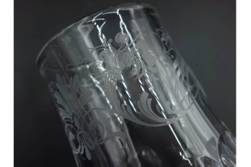 フランス　1981年　Baccarat(バカラ)　キリンビアマグコレクション　コレクターズグラス　鳳凰と草花のデザインが優美なビアマグ　 外箱・ネーム付き　(R-085895)