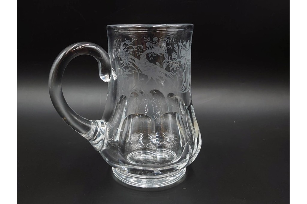 フランス　1981年　Baccarat(バカラ)　キリンビアマグコレクション　コレクターズグラス　鳳凰と草花のデザインが優美なビアマグ　 外箱・ネーム付き　(R-085895)