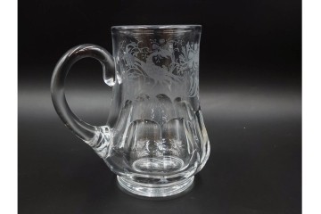 フランス　1981年　Baccarat(バカラ)　キリンビアマグコレクション　コレクターズグラス　鳳凰と草花のデザインが優美なビアマグ　 外箱・ネーム付き　(R-085895)