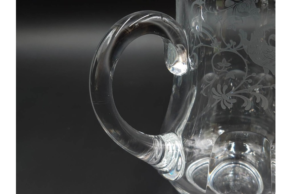 フランス　1981年　Baccarat(バカラ)　キリンビアマグコレクション　コレクターズグラス　鳳凰と草花のデザインが優美なビアマグ　 外箱・ネーム付き　(R-085895)