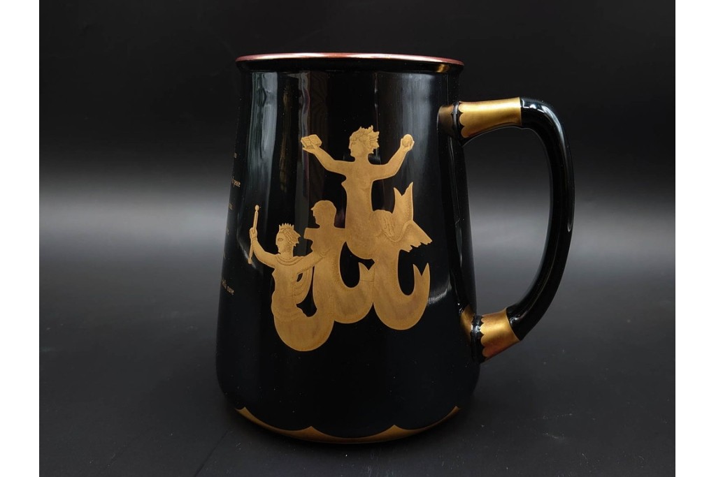 イタリア　1995年　Richard Ginori(リチャードジノリ)　キリンビアマグコレクション　古典神話のセイレーンが描かれたビアマグ　外箱付き　(R-085897)