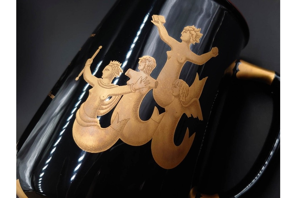 イタリア　1995年　Richard Ginori(リチャードジノリ)　キリンビアマグコレクション　古典神話のセイレーンが描かれたビアマグ　外箱付き　(R-085897)