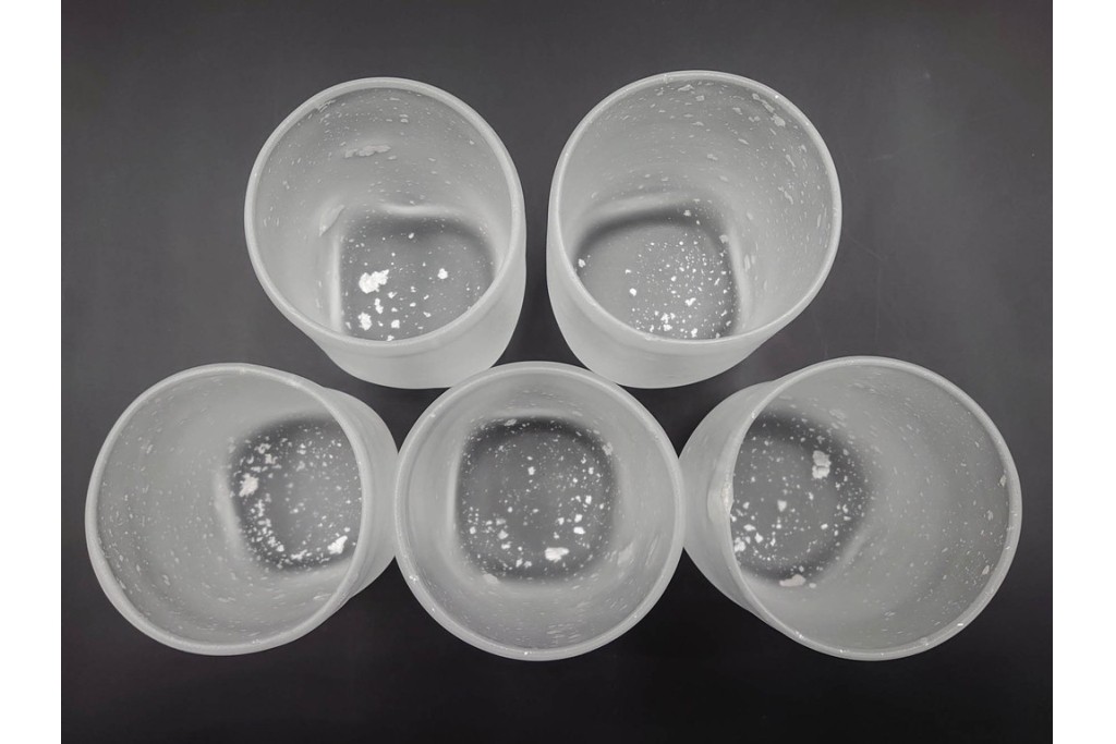 ガラス工芸家 藤田喬平　霧氷のような表情が美しい手吹のコップ6客セット　共箱付き　(R-085898)