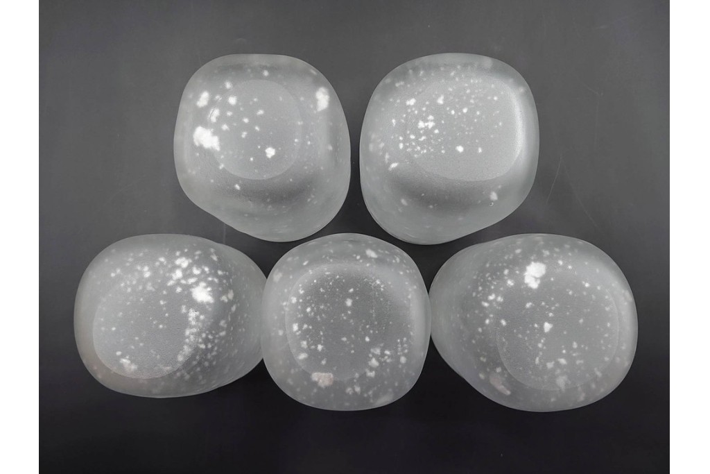 ガラス工芸家 藤田喬平　霧氷のような表情が美しい手吹のコップ6客セット　共箱付き　(R-085898)