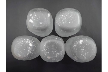 ガラス工芸家 藤田喬平　霧氷のような表情が美しい手吹のコップ6客セット　共箱付き　(R-085898)