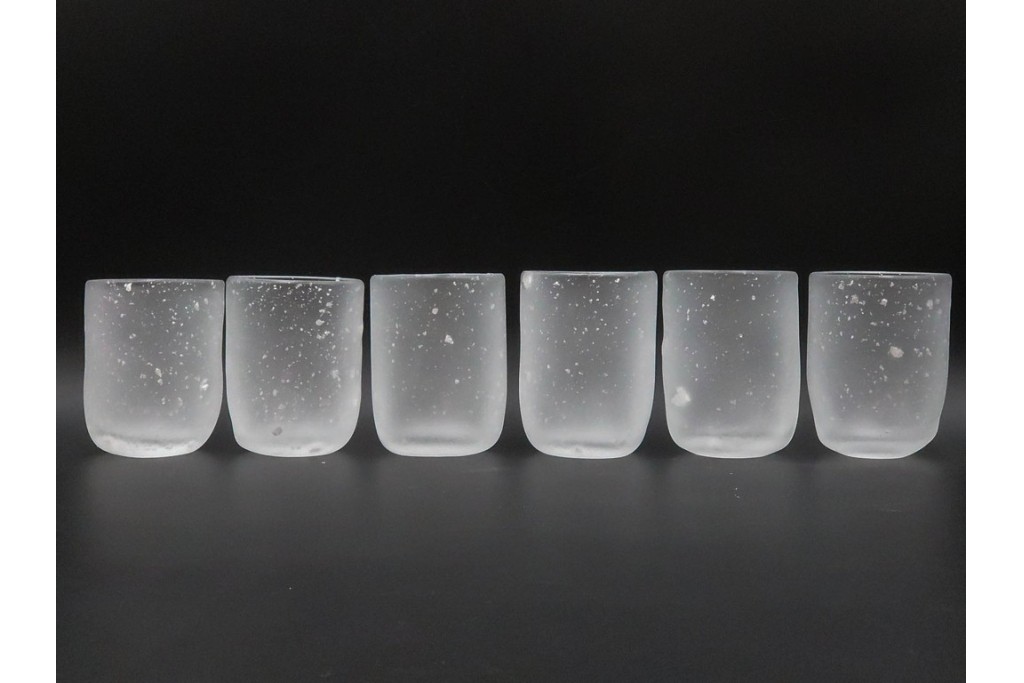 ガラス工芸家 藤田喬平　霧氷のような表情が美しい手吹のコップ6客セット　共箱付き　(R-085898)
