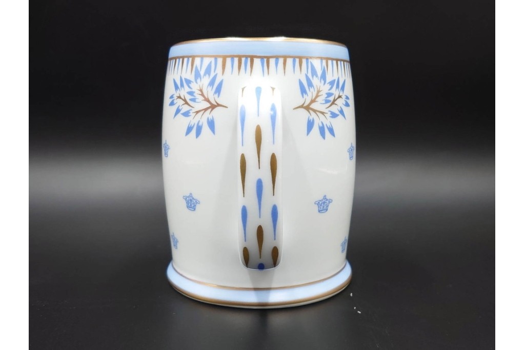 スウェーデン　1996年　Rorstrand(ロールストランド)　キリンビアマグコレクション　グリプスホルム　クラウンモチーフが上品なビアマグ　外箱付き　(R-085899)