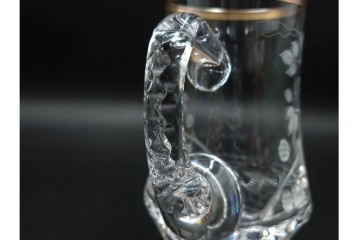 チェコスロバキア/チェコ　Moser(モーゼル)　キリンビアマグコレクション　コレクターズグラス　カットデザインが美しいビアマグ2客セット　外箱・ネーム付き　(R-085901)