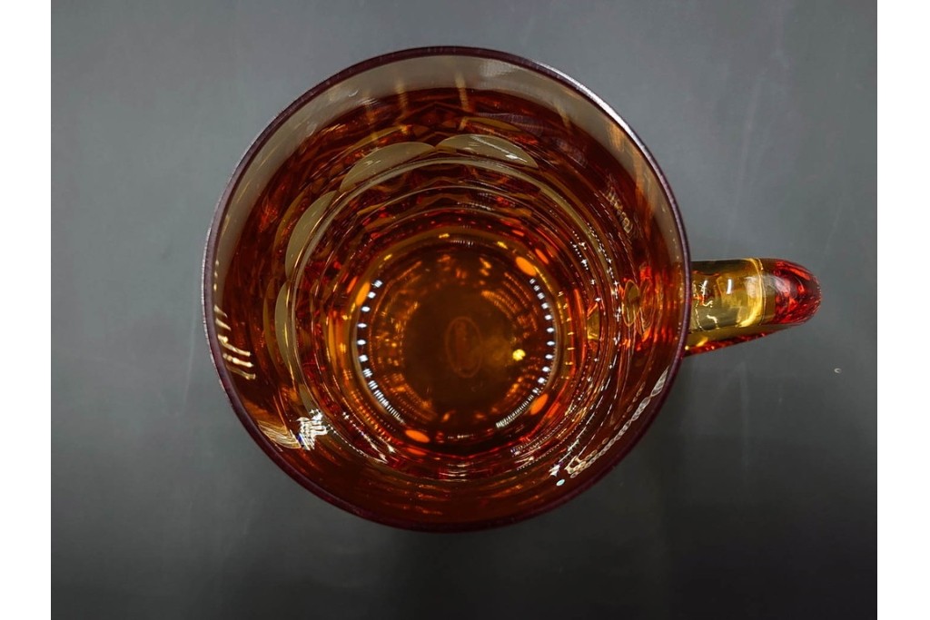 チェコスロバキア/チェコ　Moser(モーゼル)　キリンビアマグコレクション　コレクターズグラス　カットデザインが美しいビアマグ2客セット　外箱・ネーム付き　(R-085901)