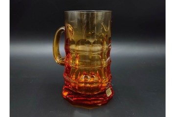 チェコスロバキア/チェコ　Moser(モーゼル)　キリンビアマグコレクション　コレクターズグラス　カットデザインが美しいビアマグ2客セット　外箱・ネーム付き　(R-085901)