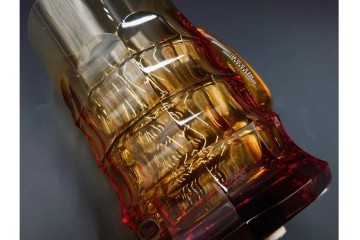 チェコスロバキア/チェコ　Moser(モーゼル)　キリンビアマグコレクション　コレクターズグラス　カットデザインが美しいビアマグ2客セット　外箱・ネーム付き　(R-085901)