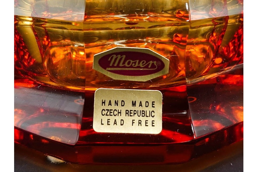 チェコスロバキア/チェコ　Moser(モーゼル)　キリンビアマグコレクション　コレクターズグラス　カットデザインが美しいビアマグ2客セット　外箱・ネーム付き　(R-085901)