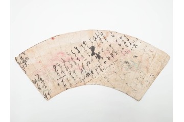 時代物　扇面　人物と風景を描いた奈良絵3枚セット　(R-085904)