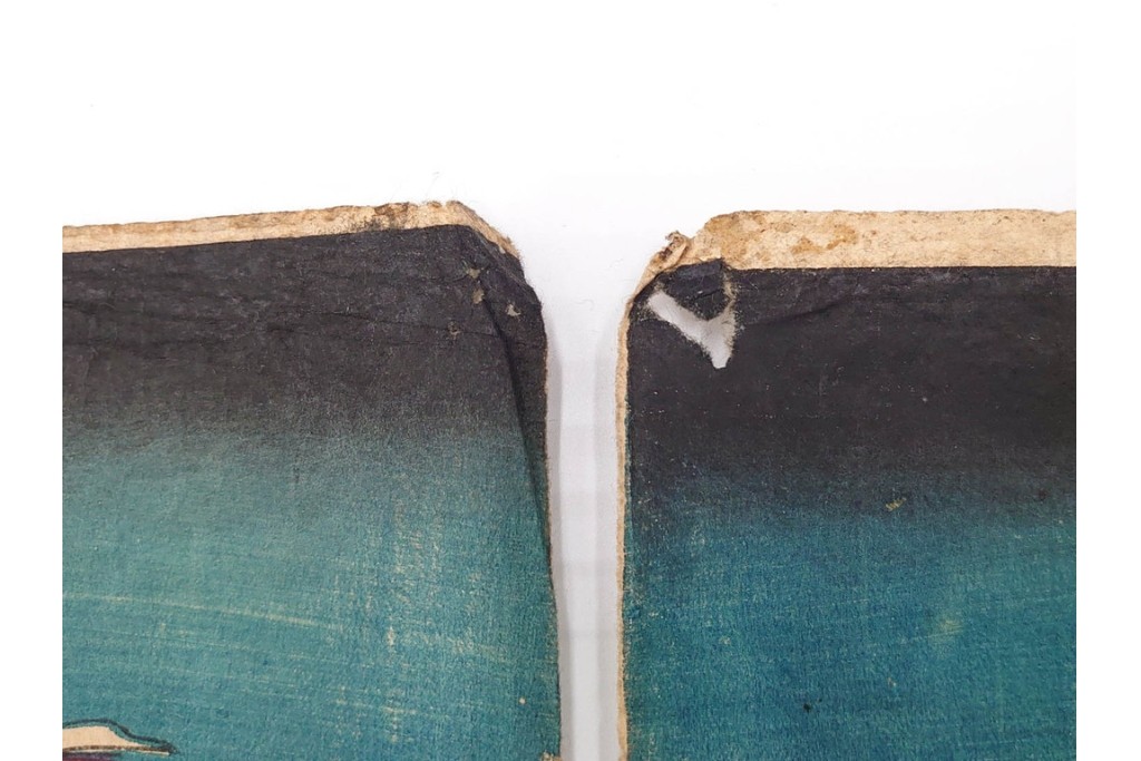 真作　恵斎芳幾(落合芳幾)　「源平八島大合戦」　勇壮な合戦図を描いた木版画の浮世絵　3枚続　(R-085905)