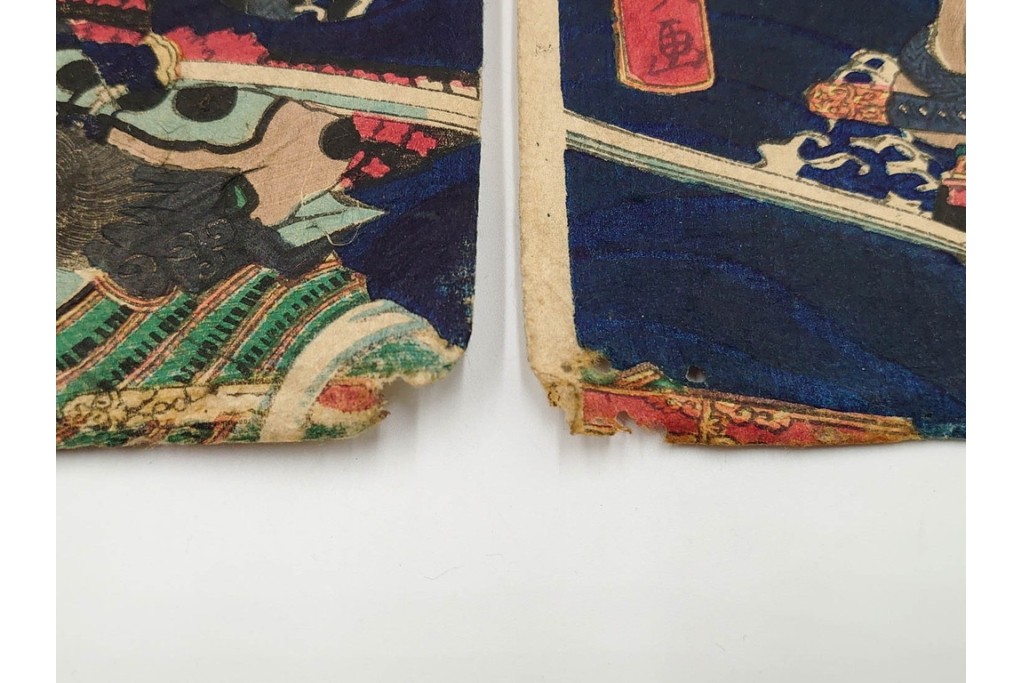 真作　恵斎芳幾(落合芳幾)　「源平八島大合戦」　勇壮な合戦図を描いた木版画の浮世絵　3枚続　(R-085905)