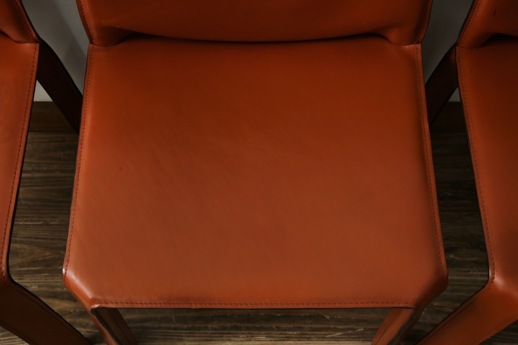 中古　Cassina(カッシーナ)　412 CAB(キャブ)　MARIO BELLINI(マリオ・ベリーニ)　端正なフォルムが魅力のアームレスチェア3脚　セット現行定価約90万円相当　(R-085910)